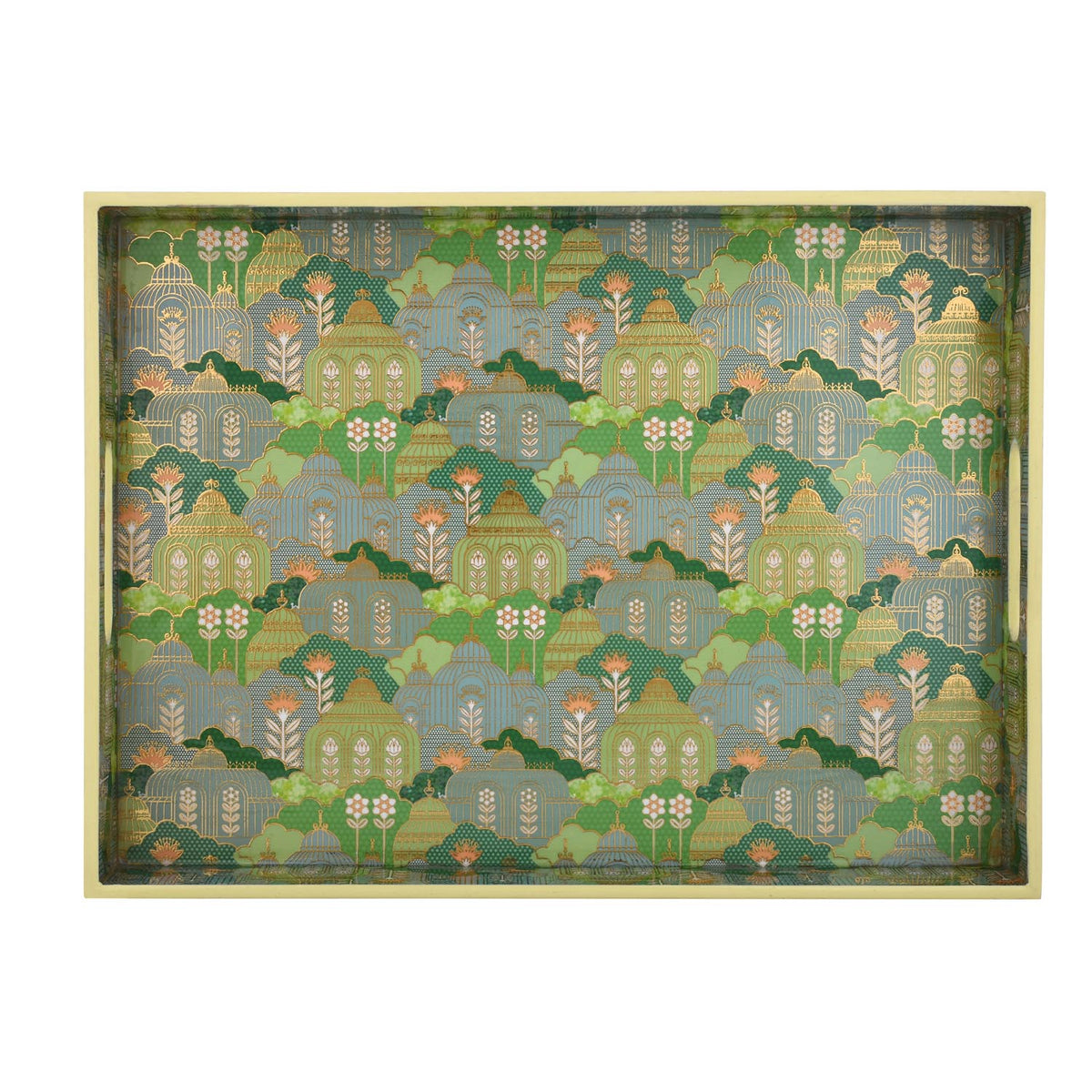 Decorative Serving Tray with Handle- Green
