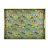 Decorative Serving Tray with Handle- Green