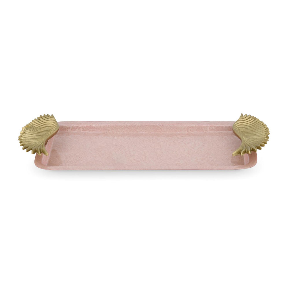 La Rosa Rectangular Tray with Wings Handle- Pink & Gold