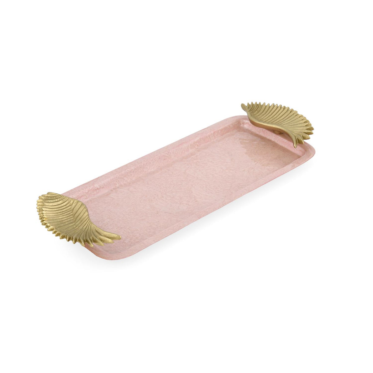 La Rosa Rectangular Tray with Wings Handle- Pink & Gold