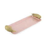 La Rosa Rectangular Tray with Wings Handle- Pink & Gold