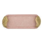 La Rosa Rectangular Tray with Wings Handle- Pink & Gold