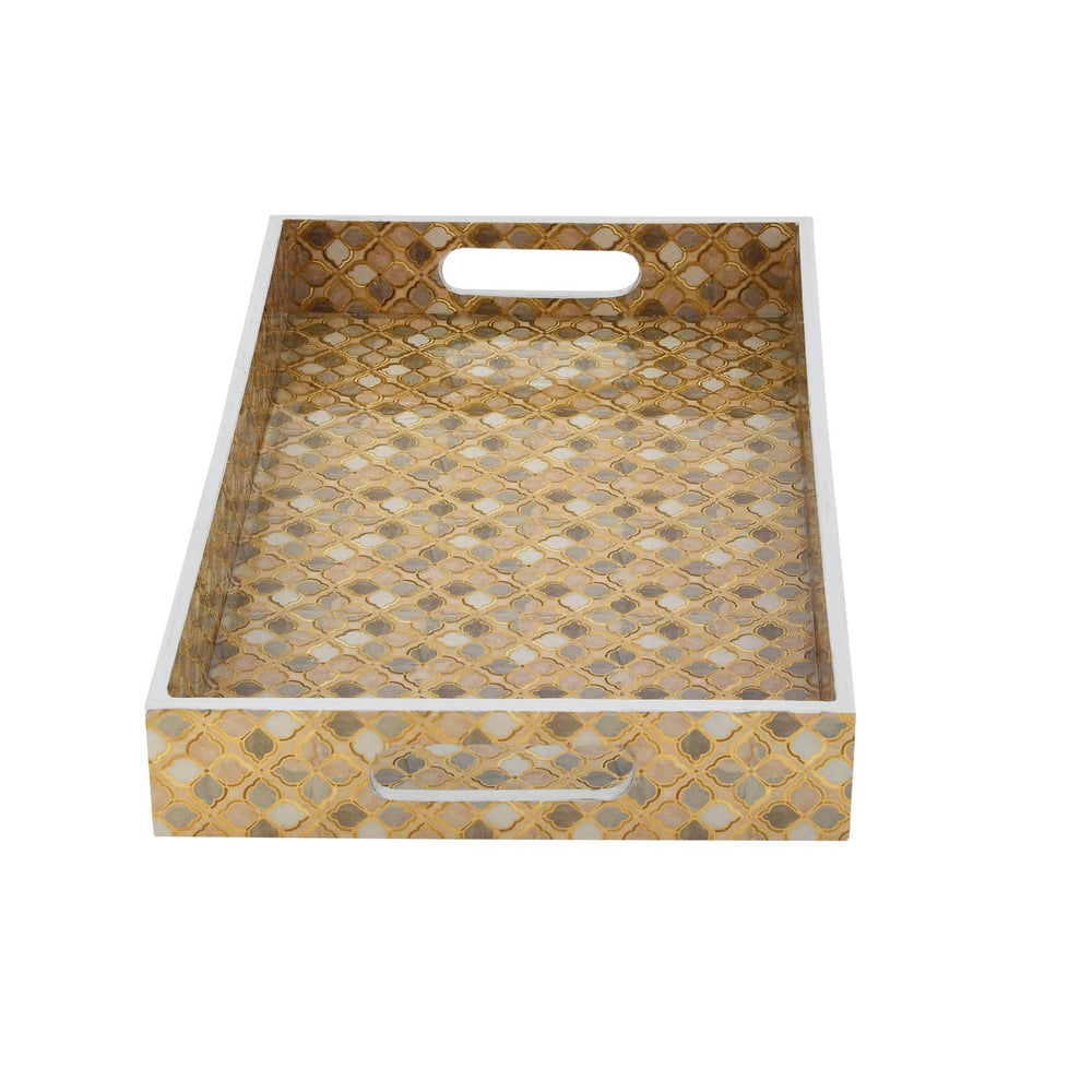 Decorative Tray with Handle- Brown