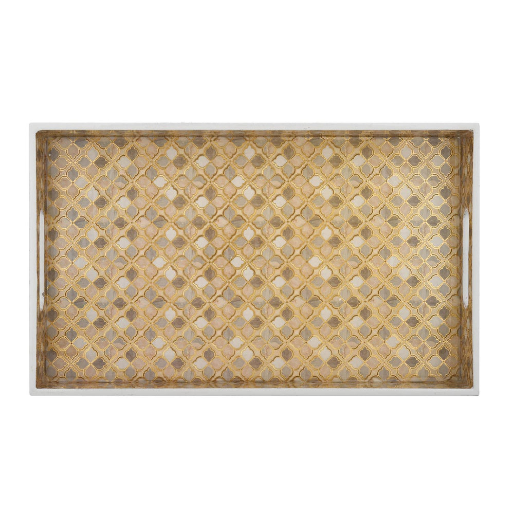 Decorative Tray with Handle- Brown