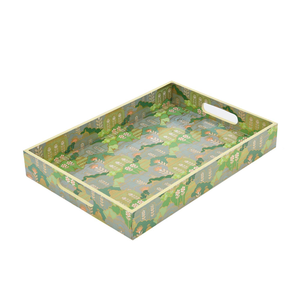 Decorative Tray With Handle- Green