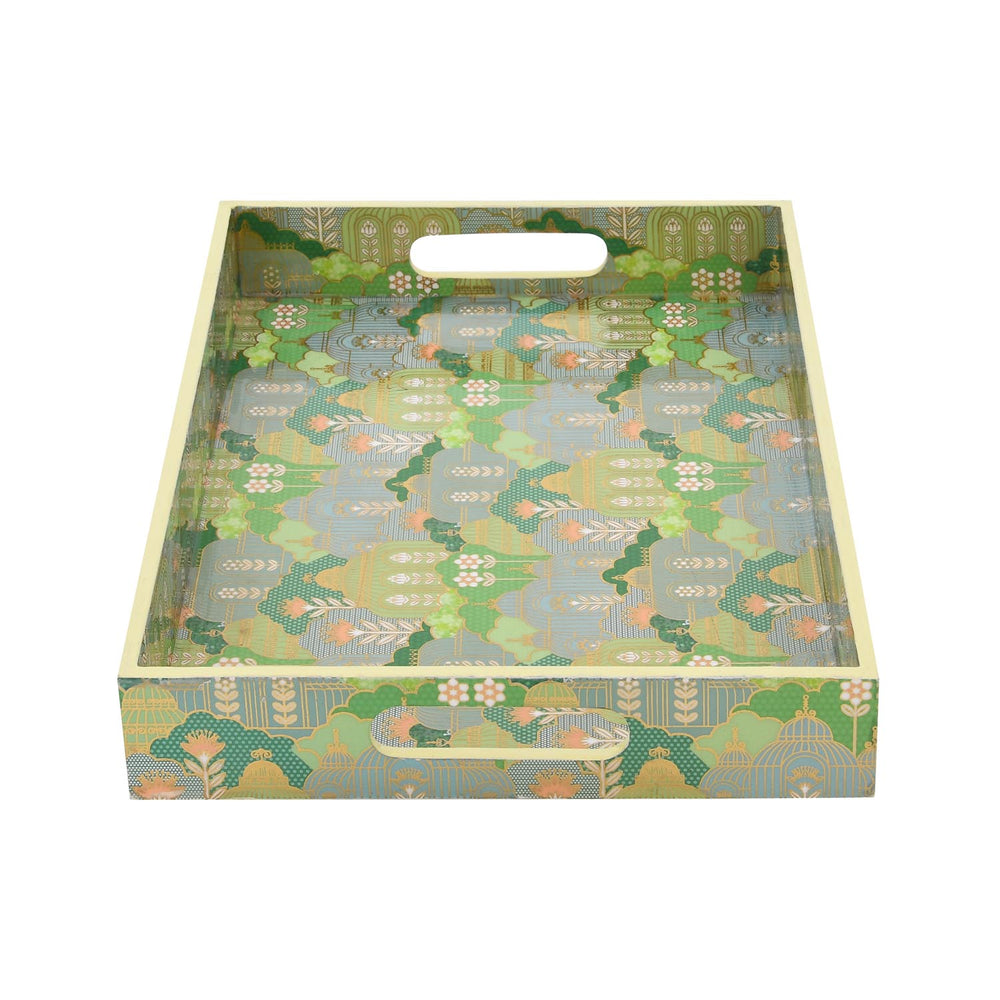 Decorative Tray With Handle- Green
