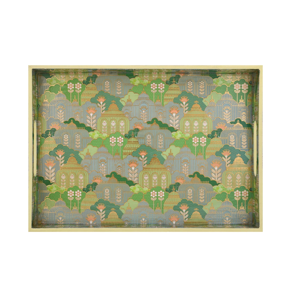 Decorative Tray With Handle- Green