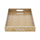 Decorative MDF and Resin Tray With Handle- Large, Brown