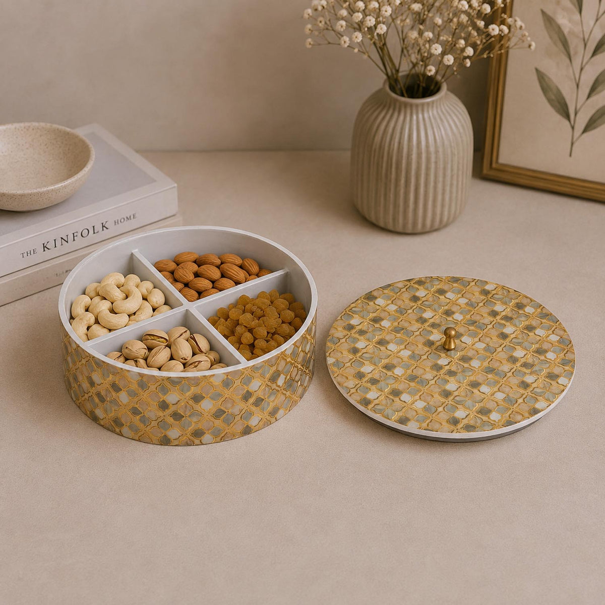 Multipurpose Round Dryfruit Box- Brown