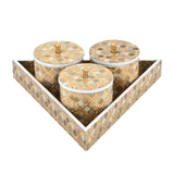 Multipurpose Cannister Set of 3 With Tray- Brown
