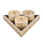 Multipurpose Cannister Set of 3 With Tray- Brown