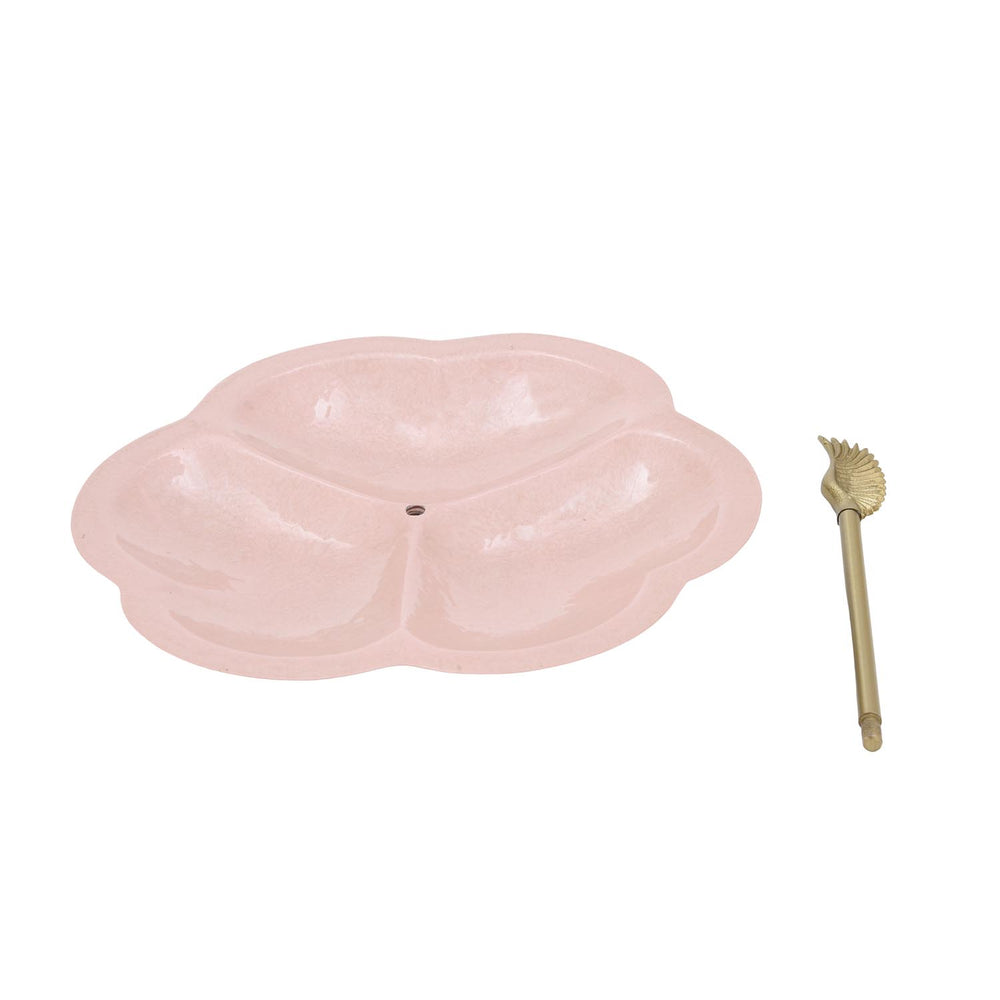La Rosa 3-Section Clover Serving Platter with Wing Handle- Pink & Gold