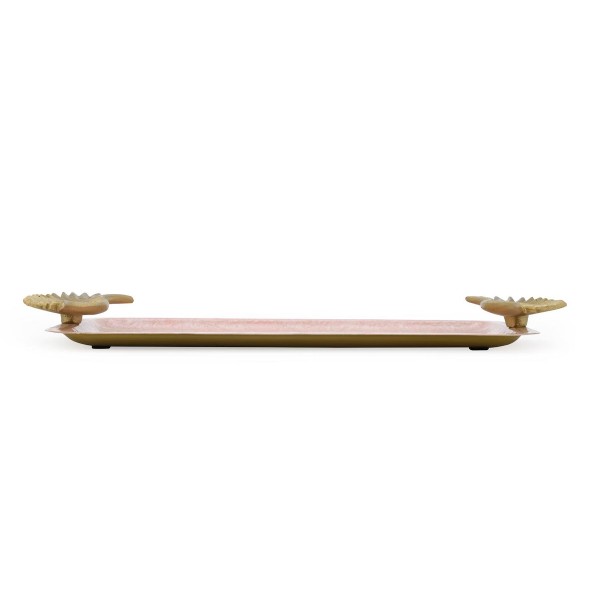 La Rosa Rectangular Tray with Wing Handle- Pink & Gold