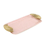 La Rosa Rectangular Tray with Wing Handle- Pink & Gold