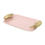 La Rosa Rectangular Tray with Wing Handle- Pink & Gold