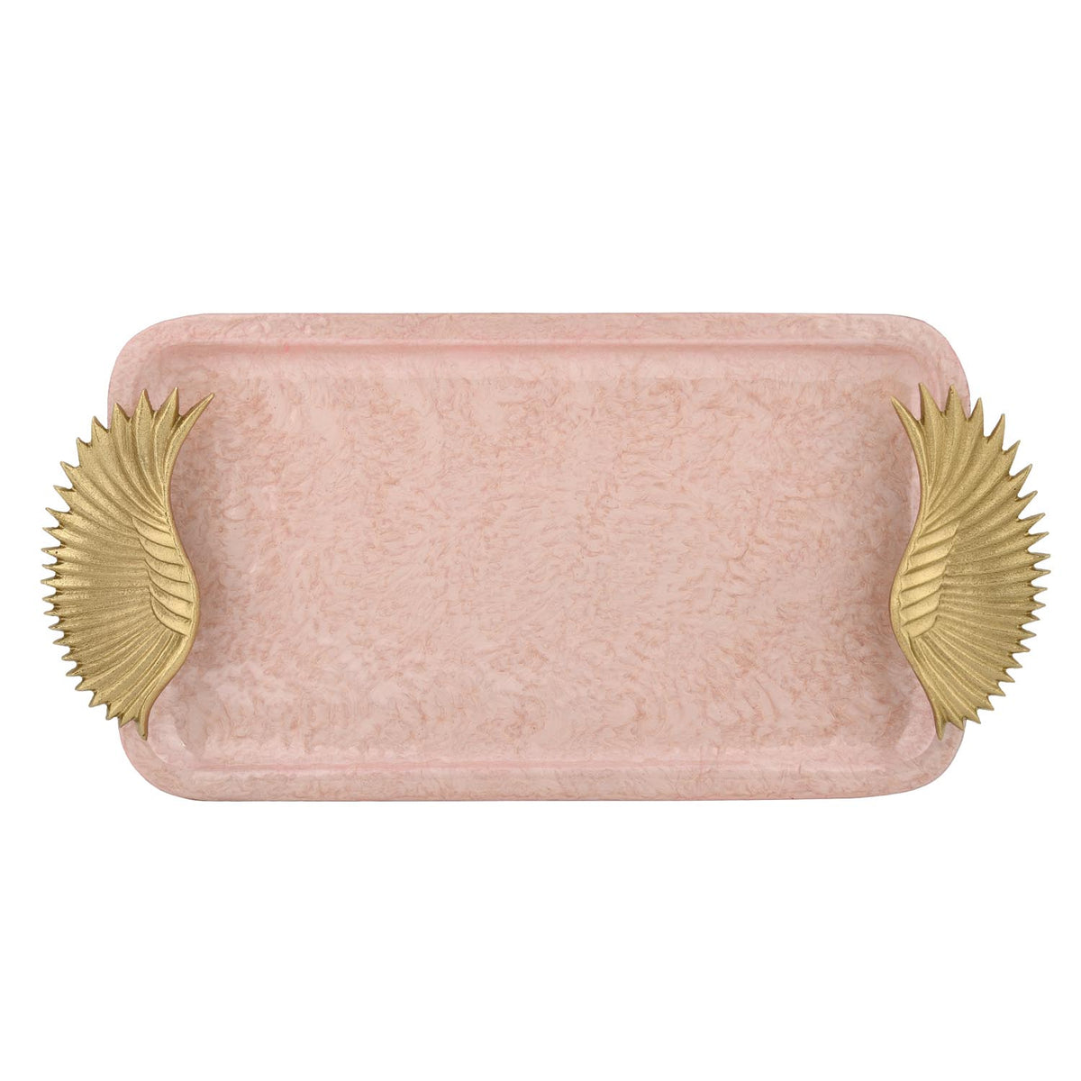 La Rosa Rectangular Tray with Wing Handle- Pink & Gold