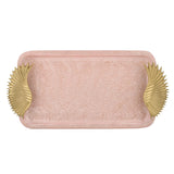 La Rosa Rectangular Tray with Wing Handle- Pink & Gold