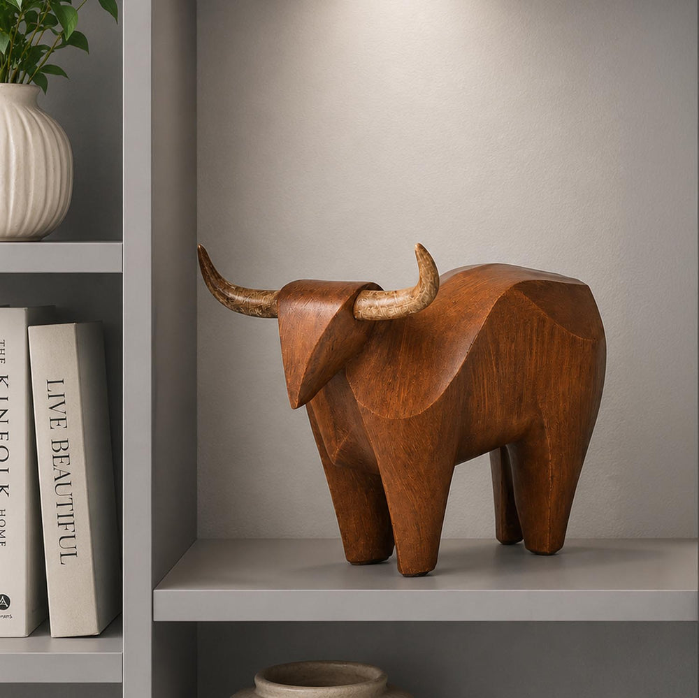 Decorative OX Polyresin Showpiece- Brown