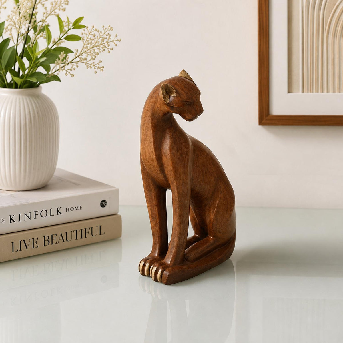 Leopard Sitting Polyresin Showpiece- Brown