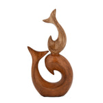 Dual Dolphins Polyresin Showpiece- Brown