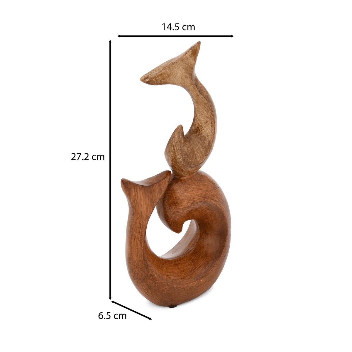 Dual Dolphins Polyresin Showpiece- Brown