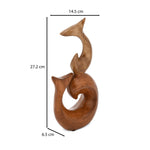 Dual Dolphins Polyresin Showpiece- Brown