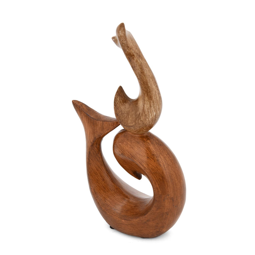 Dual Dolphins Polyresin Showpiece- Brown