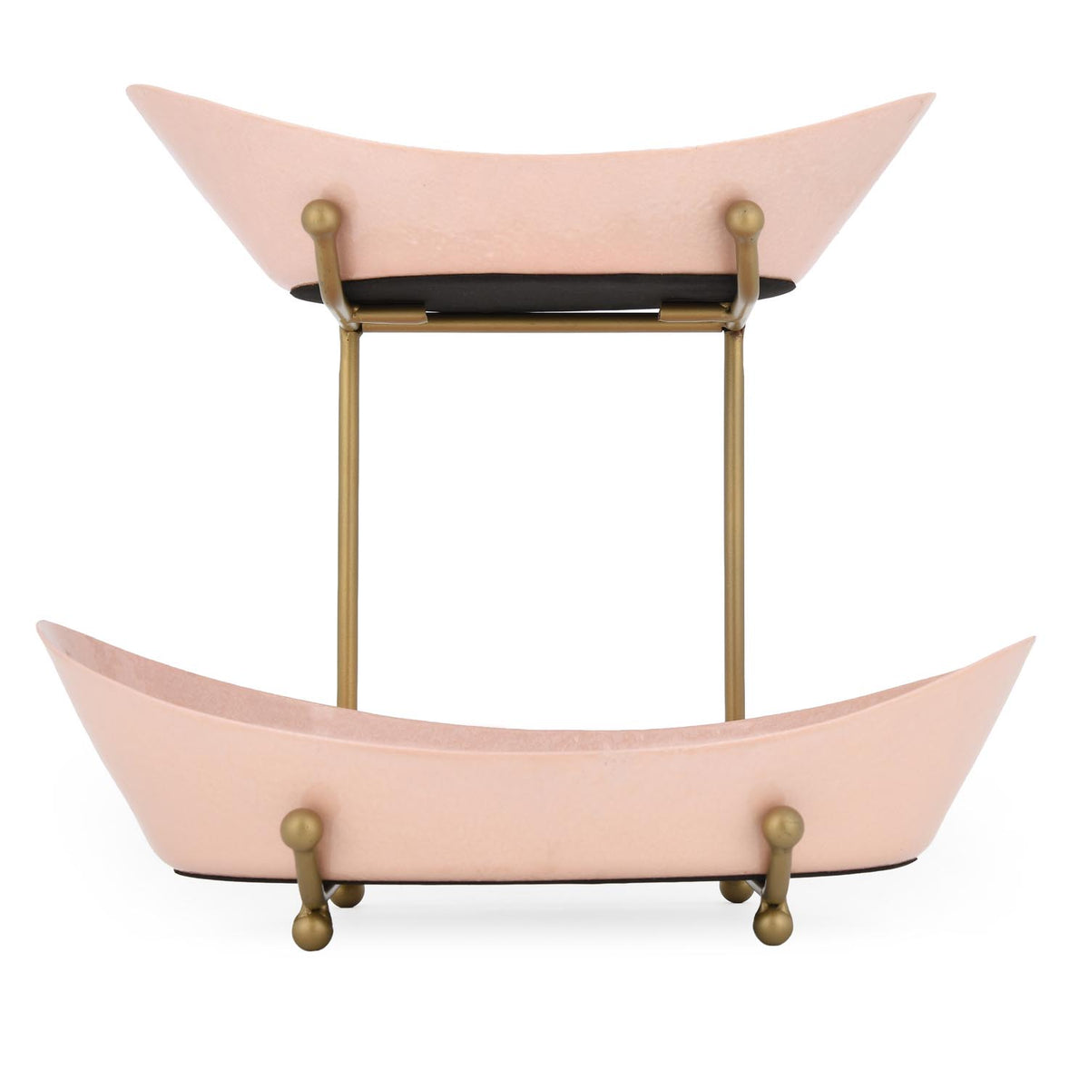 La Rosa Multipurpose 2 Tier Boat Fruit Stand- Pink & Gold