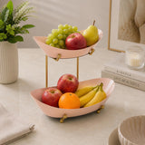 La Rosa Multipurpose 2 Tier Boat Fruit Stand- Pink & Gold