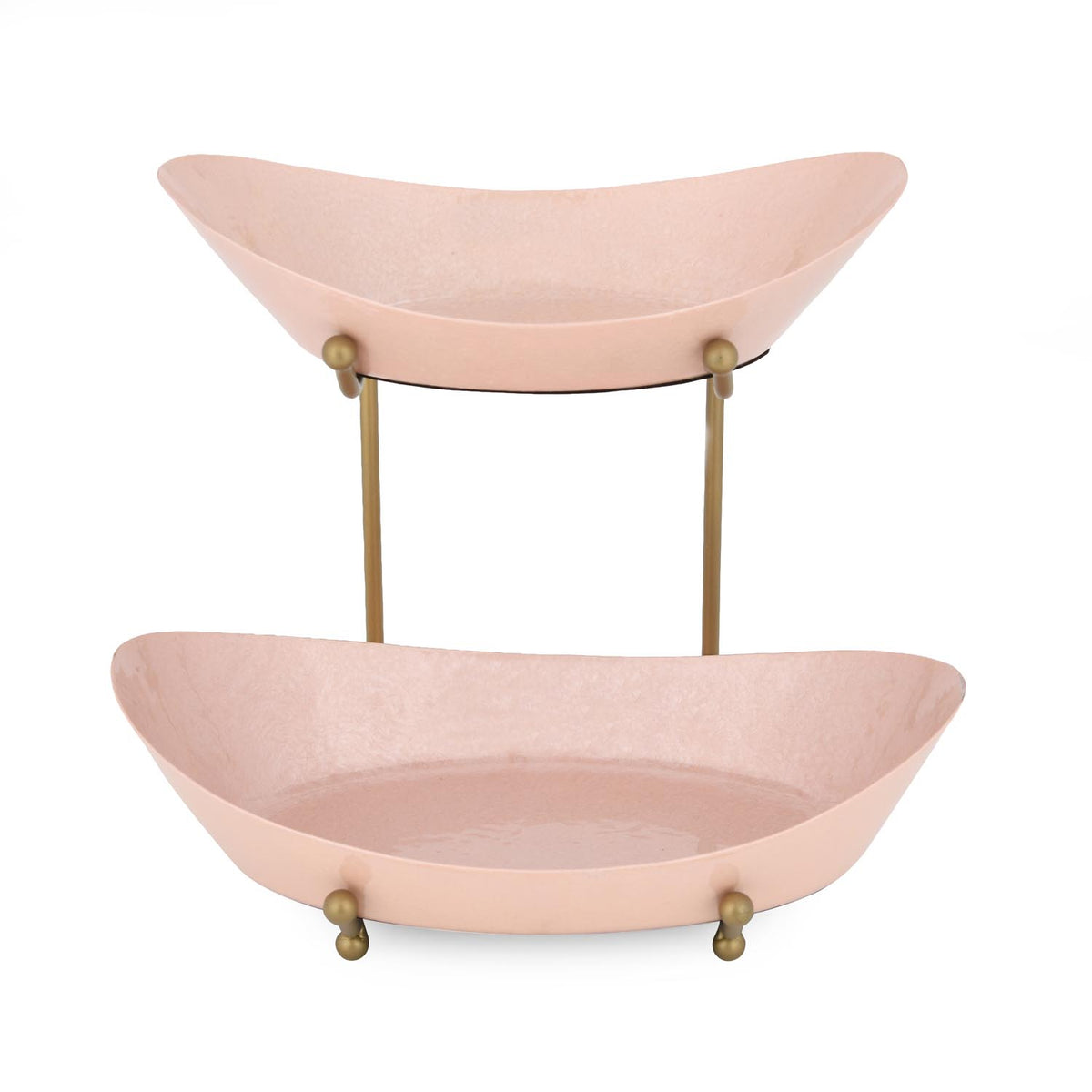 La Rosa Multipurpose 2 Tier Boat Fruit Stand- Pink & Gold