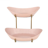La Rosa Multipurpose 2 Tier Boat Fruit Stand- Pink & Gold