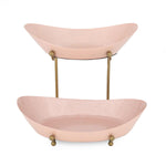 La Rosa Multipurpose 2 Tier Boat Fruit Stand- Pink & Gold