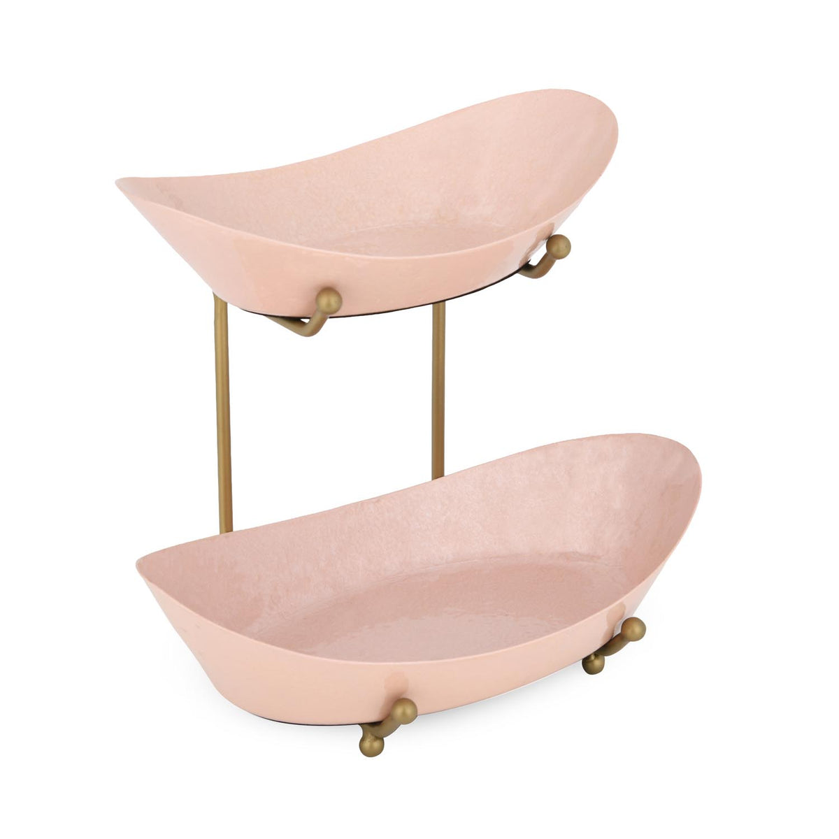 La Rosa Multipurpose 2 Tier Boat Fruit Stand- Pink & Gold