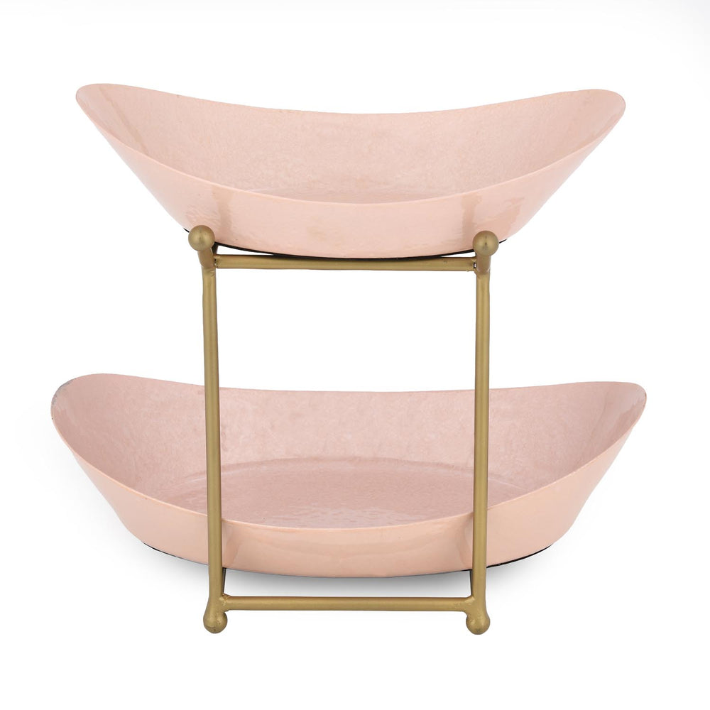 La Rosa Multipurpose 2 Tier Boat Fruit Stand- Pink & Gold