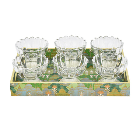 Decorative Tray With 6 Bowls- Green