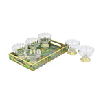 Decorative Tray With 6 Bowls- Green
