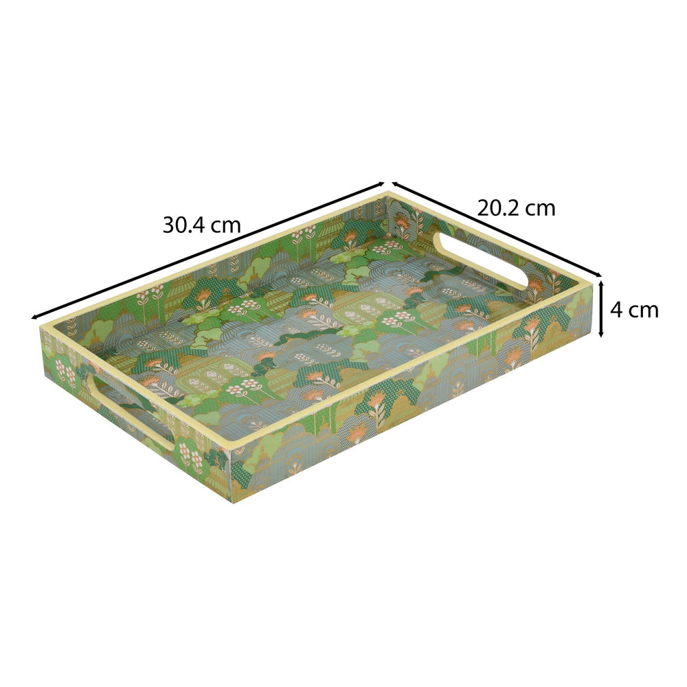 Decorative Tray With 6 Bowls- Green
