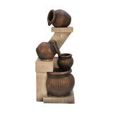Zig Zag Trio Pots Polyresin Water Fountain- Brown
