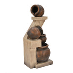 Zig Zag Trio Pots Polyresin Water Fountain- Brown