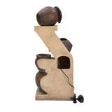 Zig Zag Trio Pots Polyresin Water Fountain- Brown
