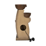 Zig Zag Trio Bowls Polyresin Water Fountain- Brown