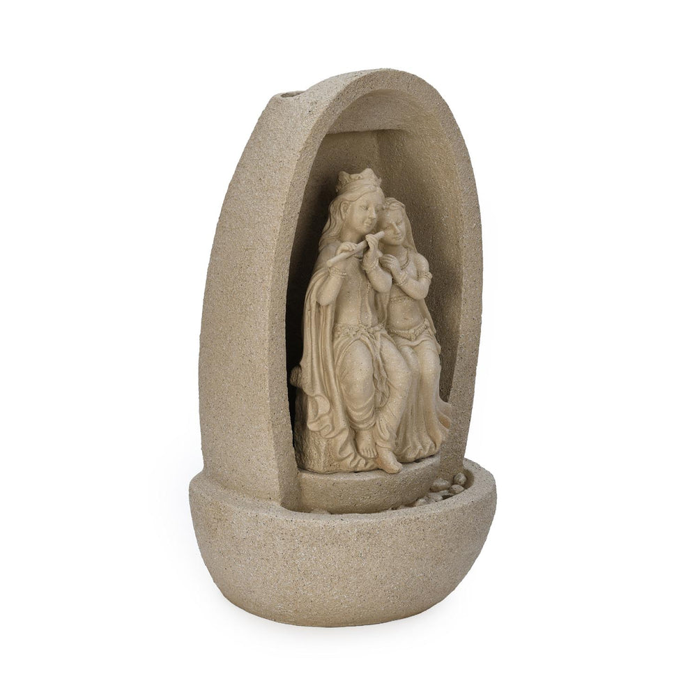 Polyresin Radha Krishna Water Fountain- Beige