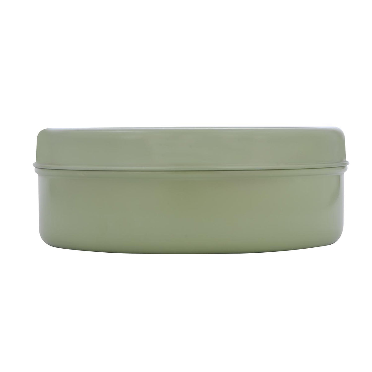 Round Iron Masala Box With 7 Bowls and Lid- Sage Green