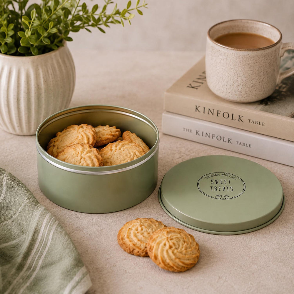 Sweet Treats Cookie Tin Cannister- Sage Green