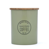 Iron Coffee Canister with Wooden Lid- Sage Green