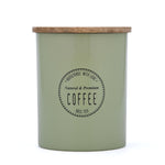 Iron Coffee Canister with Wooden Lid- Sage Green