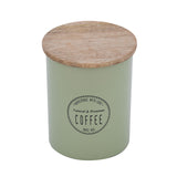 Iron Coffee Canister with Wooden Lid- Sage Green