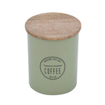 Iron Coffee Canister with Wooden Lid- Sage Green