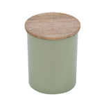 Iron Coffee Canister with Wooden Lid- Sage Green