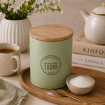 Iron Sugar Canister with Wooden Lid- Sage Green